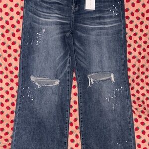 NWT Risen Distressed paint splatter Jeans
